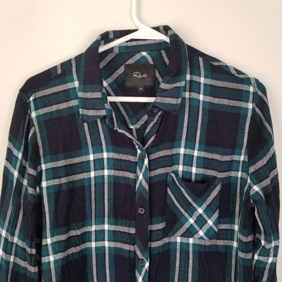 Rails Hunter Plaid Button Front Shirt Size M Mediterranean Navy - Picture 11 of 12